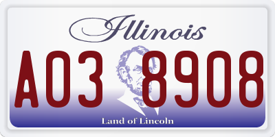 IL license plate A038908