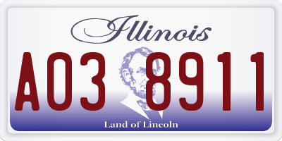 IL license plate A038911