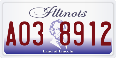 IL license plate A038912