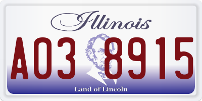 IL license plate A038915