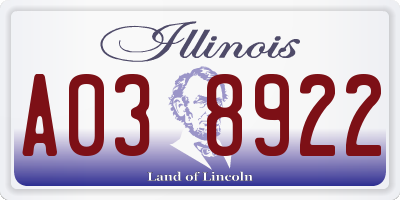 IL license plate A038922