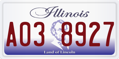 IL license plate A038927