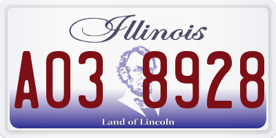 IL license plate A038928