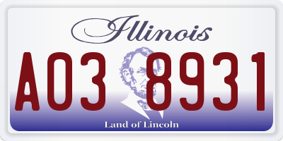 IL license plate A038931