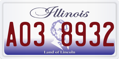 IL license plate A038932