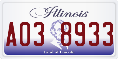 IL license plate A038933