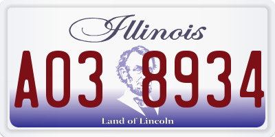 IL license plate A038934