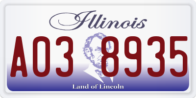 IL license plate A038935