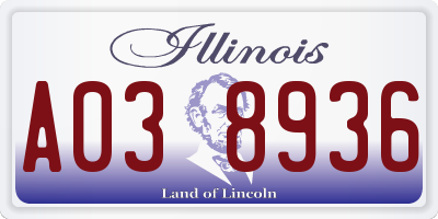 IL license plate A038936