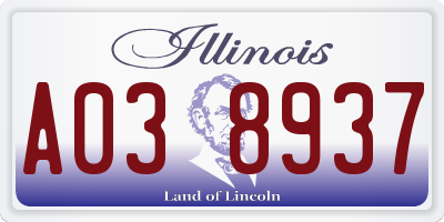 IL license plate A038937