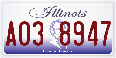 IL license plate A038947