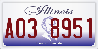 IL license plate A038951