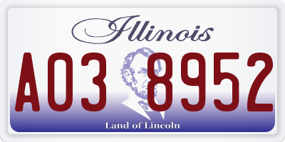 IL license plate A038952