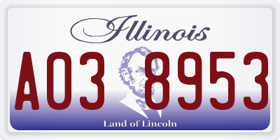 IL license plate A038953