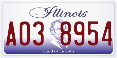IL license plate A038954