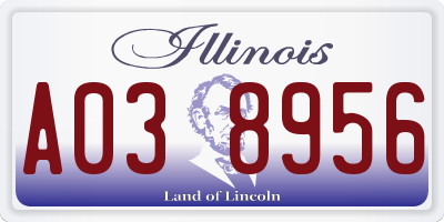 IL license plate A038956