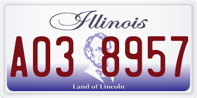 IL license plate A038957