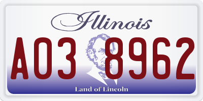 IL license plate A038962