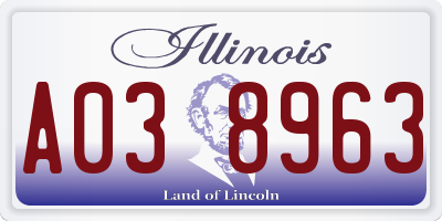 IL license plate A038963