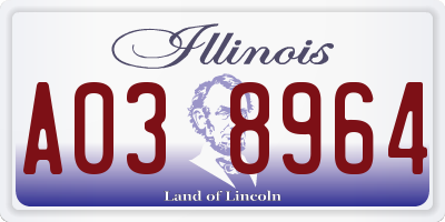 IL license plate A038964