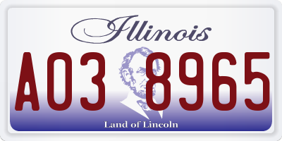 IL license plate A038965