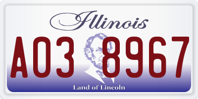 IL license plate A038967