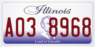 IL license plate A038968