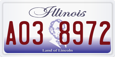 IL license plate A038972