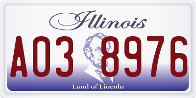 IL license plate A038976