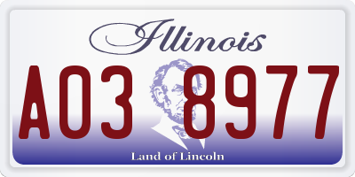 IL license plate A038977