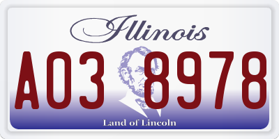 IL license plate A038978