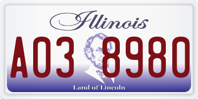 IL license plate A038980