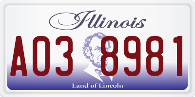 IL license plate A038981
