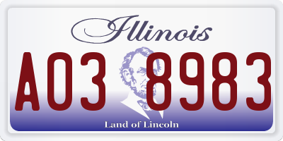 IL license plate A038983