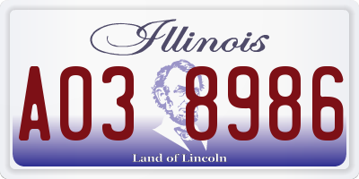 IL license plate A038986