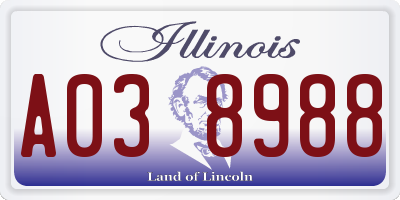 IL license plate A038988