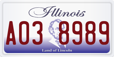 IL license plate A038989