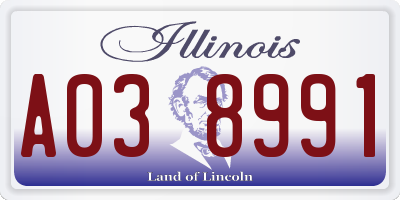 IL license plate A038991