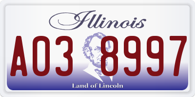 IL license plate A038997