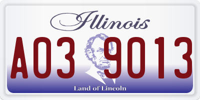 IL license plate A039013