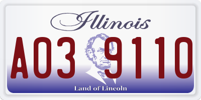 IL license plate A039110