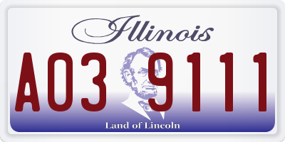 IL license plate A039111