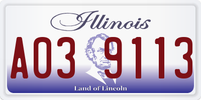 IL license plate A039113