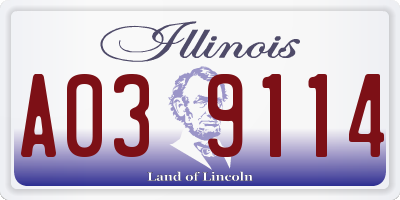IL license plate A039114
