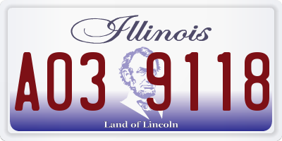 IL license plate A039118