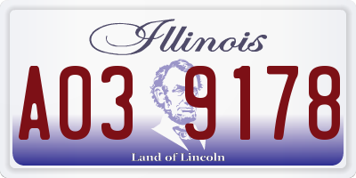 IL license plate A039178