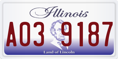 IL license plate A039187