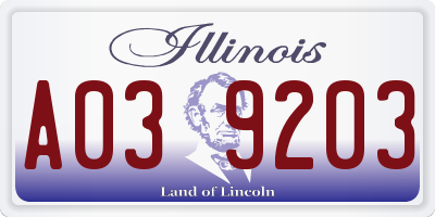 IL license plate A039203