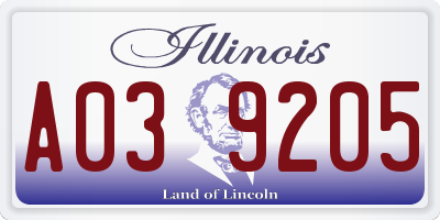 IL license plate A039205
