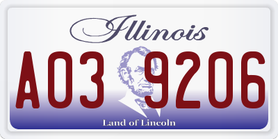 IL license plate A039206